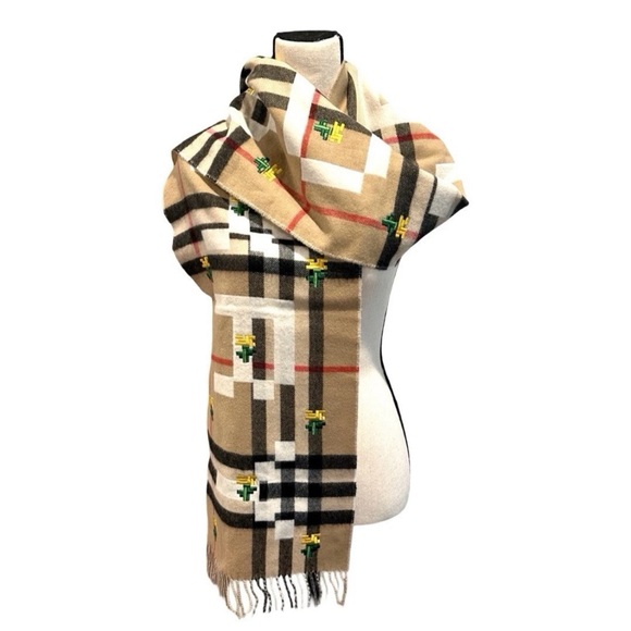 NEW Authentic Burberry X Minecraft Logo Cashmere Scarf - Picture 1 of 11